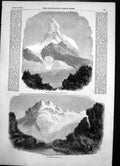 Old Antique Print Travel Alps Great Matterhorn Monte Rasa Mountain 1856 19th