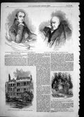 Old Print Mr Rogers Poet Residence St James Place Seat Holland House 1855 19th