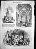 Old Antique Print Gpisies Round Fire St Margarets Church Altringham 1856 19th