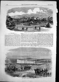 Antique Print Bucharest Capital Wallachia Grand Review Austrian Troops 1856