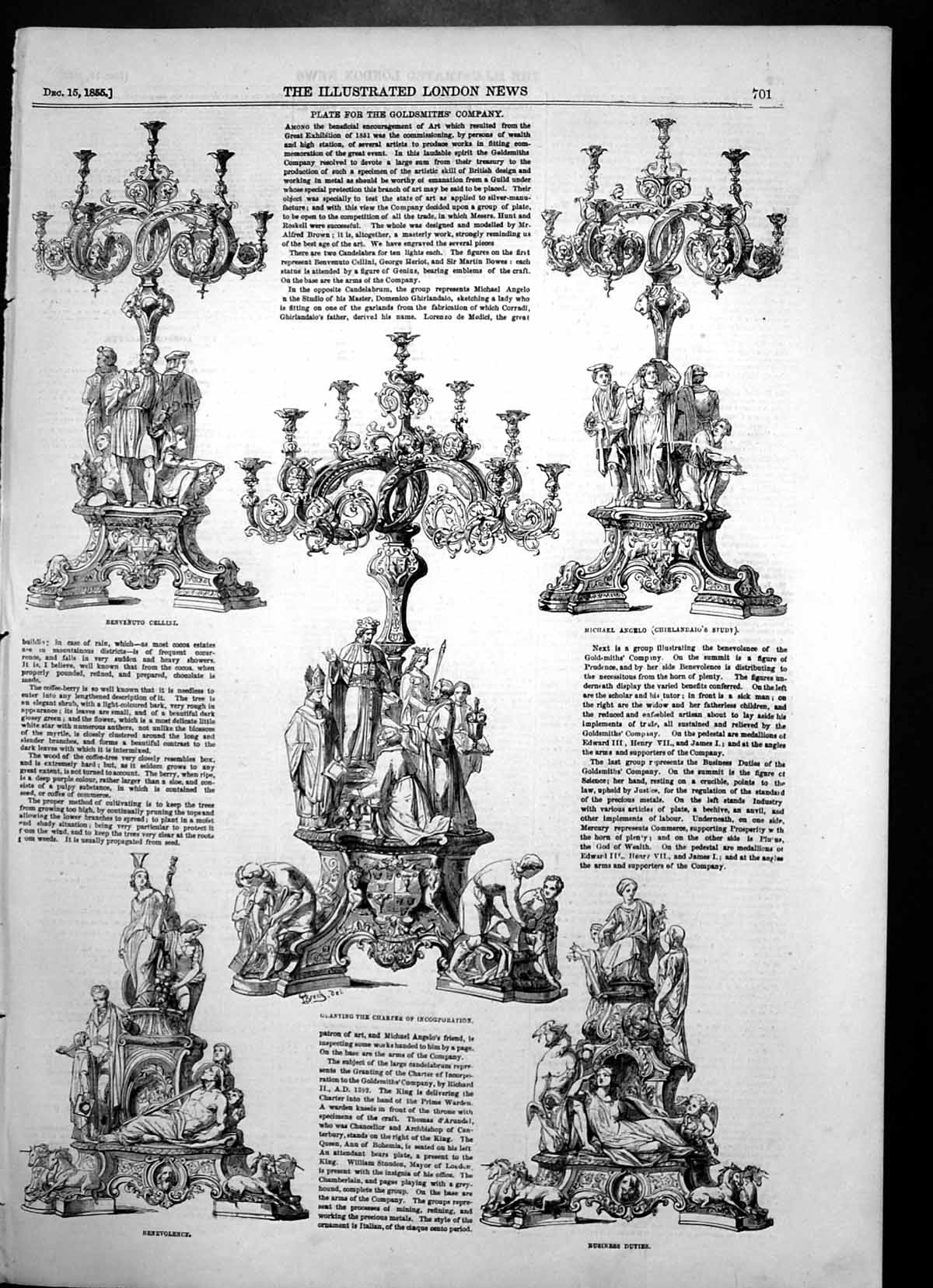 Original Old Antique Print Plate Gsmiths Michael Angelo Benvenuto Cellini 1855