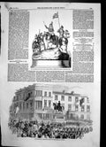 Antique Old Print Marochettis Statue Queen Glasgow Doncaster Race Plate 1854