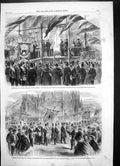 Antique Old Print St Marys Redcliff Church Bristol Masonic Demonstration 1861