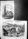 Old Antique Print St Lukes Church Manchester Matata Pah New Zealand 1866 19th