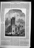 Original Old Antique Print New Free Barony Church Glasgow 1869 19th