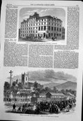 Old Antique Print Working Mens Club Westminster Cork Macroom Railway 1866 19th