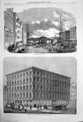 Old Antique Print New York Wall Street Broadway Store Haughwout Co 1859 19th