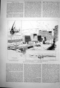 Antique Old Print Egypt Boat Laden Pottery Kenneh Girgeh Pigeon House 1882 19th