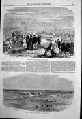 Antique Old Print Opening Sweet Water Canal Suez Races Cairo Racecourse 1864