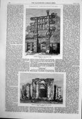 Antique Old Print Eastern Gateway Sanchi Tope Temple Marittand Kashmir 1870