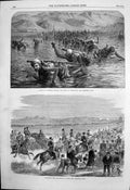 Antique Print Wuzurees Crossing Indus Water Jars Returning Races Cairo 1864