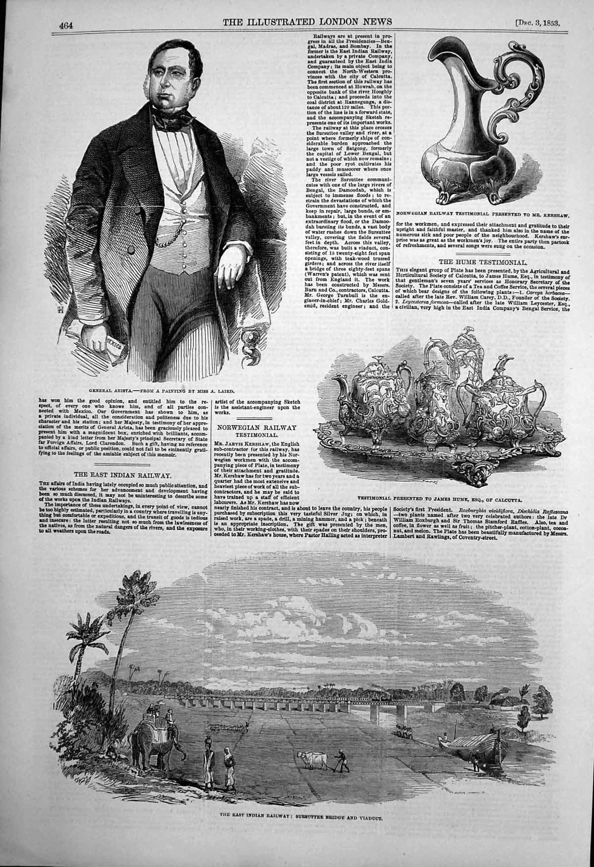 Old East Indian Railway Sursuttee Bridge Viaduct General Arista 1853 Victorian
