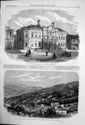 Antique Old Print Murree Sanitarium India Wedgewood Institute Burslem 1863 19th