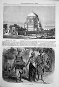 Old Antique Print Dancing Beggars Southern India Rookum Alum Mooltan 1863 19th