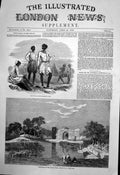 Old Antique Print Native Troops Camp Husyn Abdal Punjab Bank Indus 1850 19th