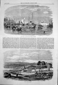 Old Antique Print Canton River Red Fort European Quarters View City 1857 19th