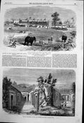 Antique Old Print Canosa Excavations Greek Tombs Burdwan Station Railway 1855
