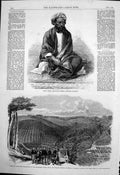 Antique Old Print Zahoor-Ool-Hoosein Indian Rebel Tree Plantations India 1862