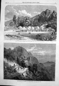 Antique Print Camp European Working Party Muree Hills India Road Making1863
