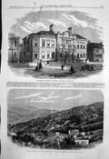 Antique Old Print Wedgwood Memorial Institute Burslem Murree Sanitarium 1863