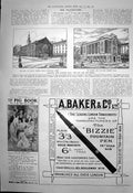 Antique Old Print Londons New Concert Hall A Baker Bizzie Fountain Pen 1906