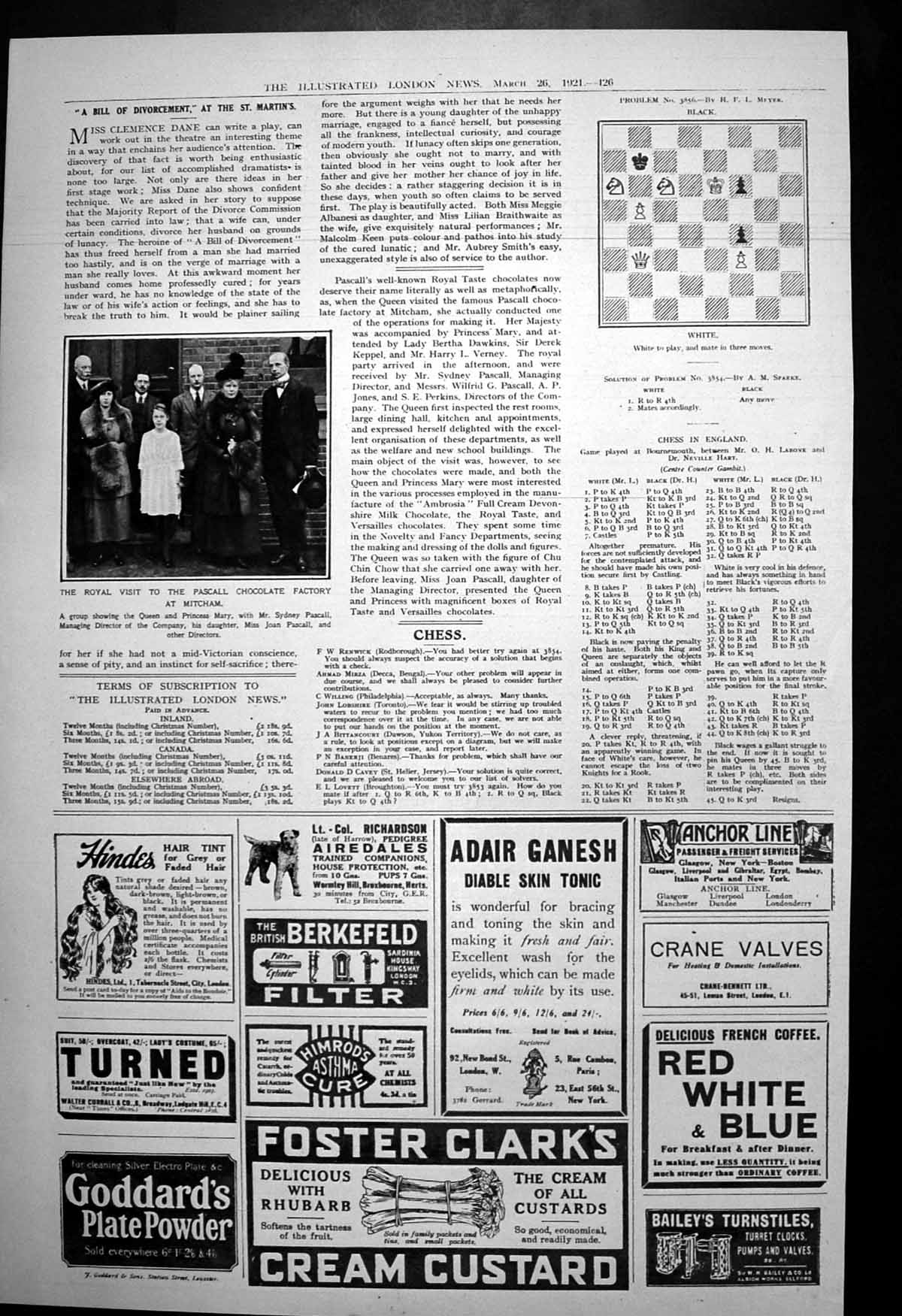 Old Print Royal Visit Pascall Chocolate Factory Mitcham Crane Valves 1921 20th