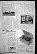 Original Old Vintage Print Ss Malines Harwich Antwerp Furnishings Harrods 1922