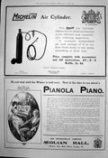 Antique Old Print Michelin Air Cylinder Pianola Piano Orchestrelle Co 1908 20th