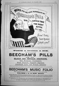 Original Old Antique Print Beechams Pills Headaches Beechams Music Folio 1899