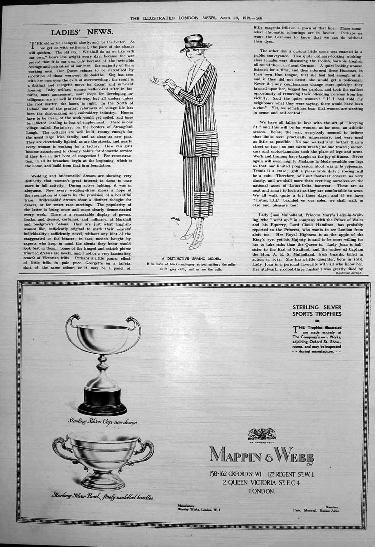 Antique Print Distinctive Spring Model Ladies Suit Mappin Webb Silver 1919 20th