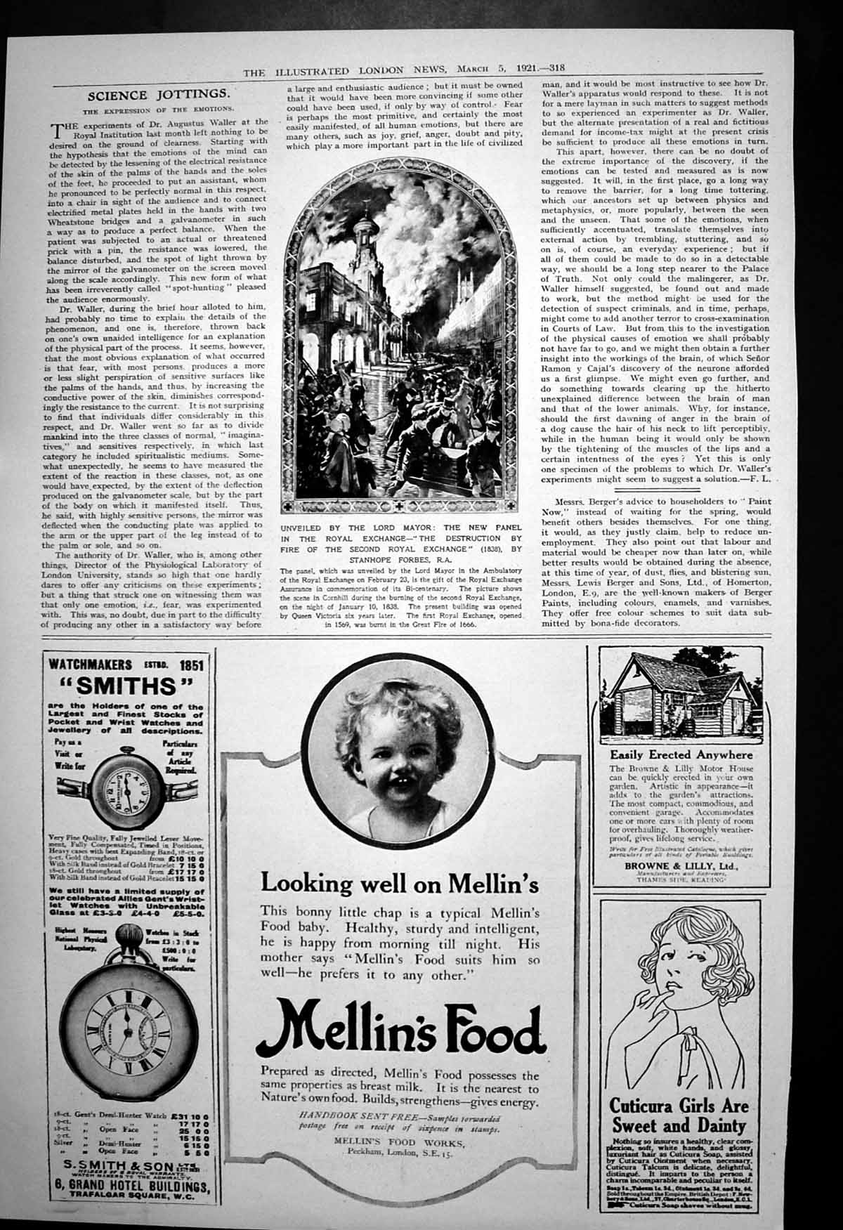 Antique Print Panel Destruction Fire Second Royal Exchange New Exchange1921