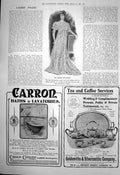 Old Print Empire Tea Gown Carron Baths Lavatories Tea Coffee Service 1906 20th