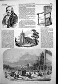 Antique Old Print Railway Champs Elysees Paris Church St Mary Thundridge 1853