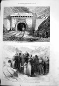 Antique Print Opening Mont Cenis Tunnel Modane Entrance Country People1871 19th