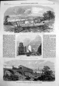 Antique Old Print Richmond Virginia City Quay Railway Bridge James River 1862