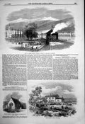 Antique Print Berne Geneva Railway Yverdun Station Demonstration Mulla 1855