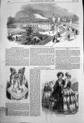Antique Old Print New Railway Traffic Bridge Dresden Paris Fashions May 1852