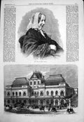 Old Print Fredrika Bremer New Railway Station Liverpool Street City 1866 19th