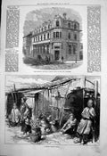 Old Print Chinese Peasant Family National Provincial Bank Leicester 1872 19th