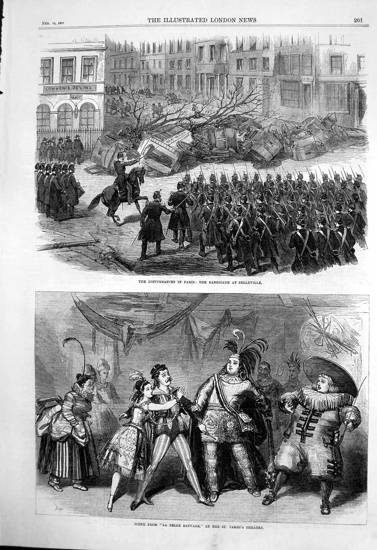 Old La Belle Sauvage St James Theatre Barricade Belleville Paris 1870 Victorian