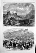 Old Print Salzburg Emperor Austria King Prussia Railway Christchurch 1865 19th