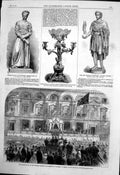 Old Print Installation Charles Darling Gov Victoria Statue Napoleon 1863 19th