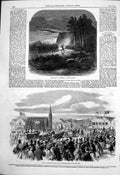 Antique Old Print Royal Marriage Festivities Christchurch Native Dance 1863