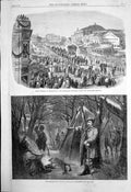 Antique Print Insurgents Poland Funeral Melbourne Burke Wills Explorers1863