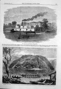 Old Print Lady Daly Australian Steamer Alexandra Redoubt Tuakau N Z 1863 19th