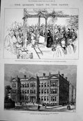 Antique Old Print Queen Savoy Examination Hall Medecine Surgery Thames 1886