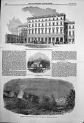 Antique Old Print Central Railway Station Birmingham Henllys Beaumaris 1854