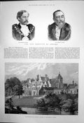 Antique Old Print Sandringham Hall Norfolk Sheriffs London Foster Tyler 1891