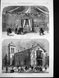 Antique Print City Hall Portland Maine Peabody Institute Massachusetts 1870