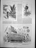 Antique Print Colonial Indian Exhibition New Guinea Native Tree House 1886 19th